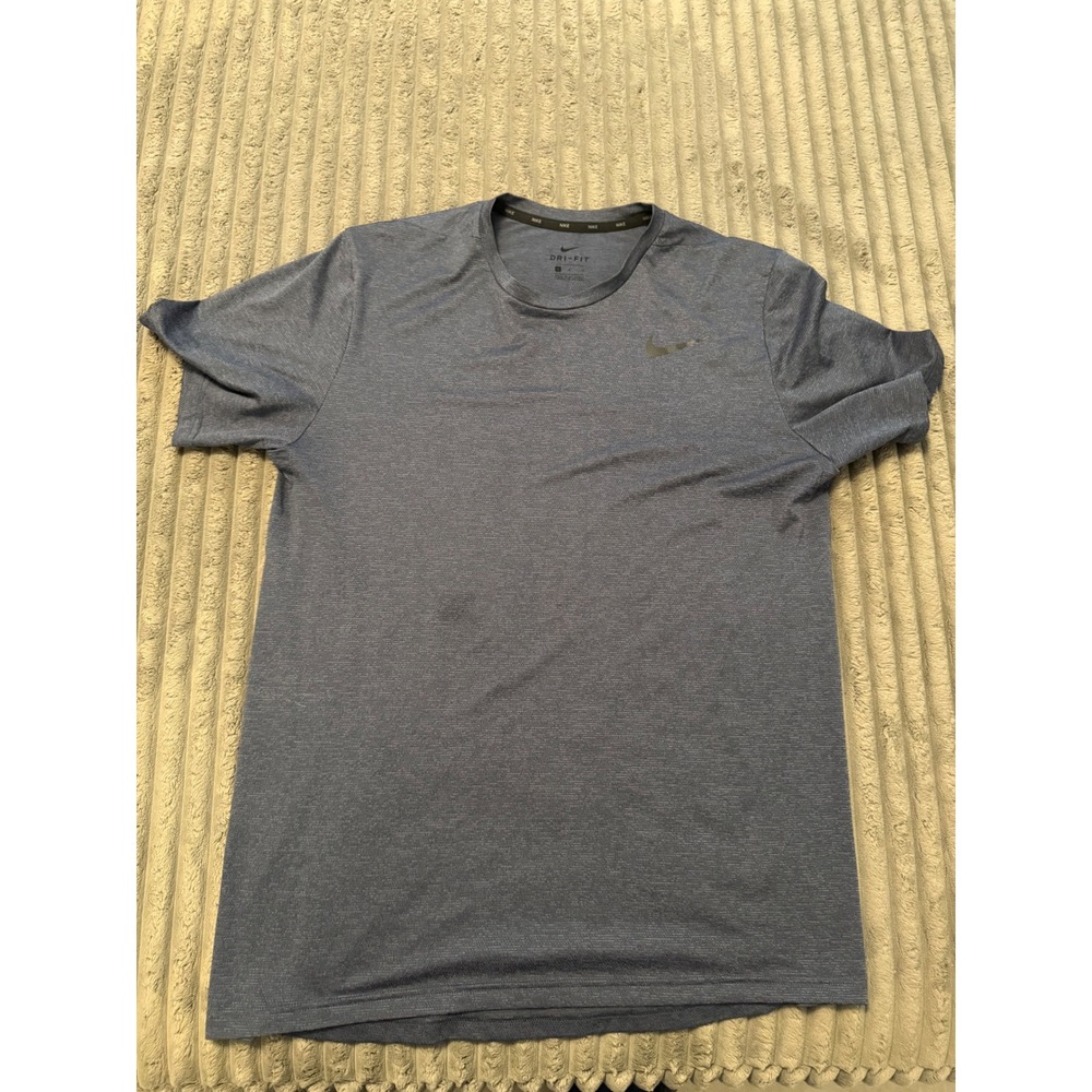 Nike Dri-FIT Mens Training Shirt Blue Heathered Short Sleeve Active Tee Large